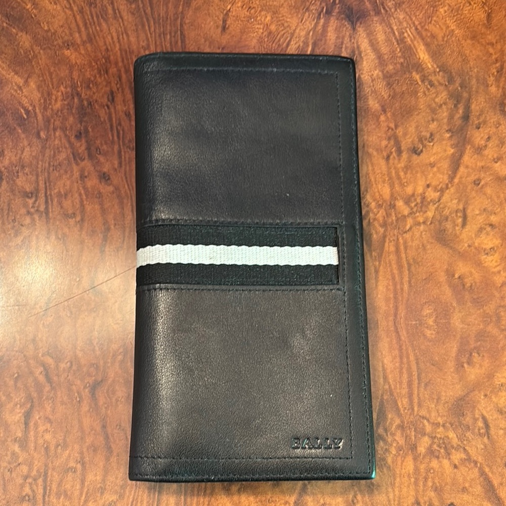 Bally Black Leather Long Wallet
